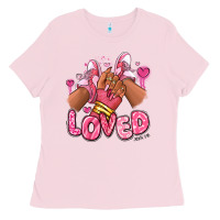 Bubblegum Pink loved valentine's day afro girl sneakers Ladies Tee - RanaPortraitStore