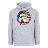 Heather Grey Western Stars and Stripes 4th of July Heavyweight Hoodie - LillyAllenDesigns