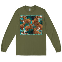 Army Green turquoises gemstones cowhide highlands cow Long Sleeve Tee - BarkalooDesign
