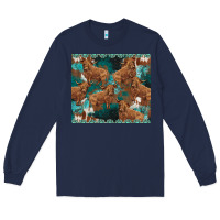 Navy turquoises gemstones cowhide highlands cow Long Sleeve Tee - BarkalooDesign