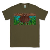 Army Green western cactus leopard and turquoise custom nametext license plate Classic Tee - Artiststas