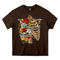 Chocolate Brown Kinda Emotionless Kinda Emotional Skeleton Heavy Core Tee - RanaPortraitStore