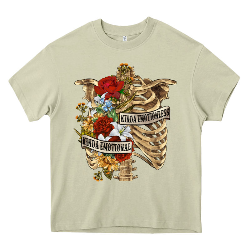 Kinda Emotionless Kinda Emotional Skeleton Heavy Core Tee by RanaPortraitStore | Teevron