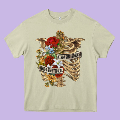 Heavy Core Tee Kinda Emotionless Kinda Emotional Skeleton