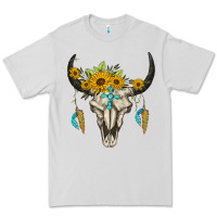 Dove Grey bull skull western Premium Tee - BarkalooDesign