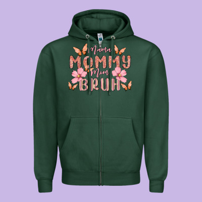 Mama Mommy Mom Bruh Zipper Hoodie Designed By Maliassmallbusiness