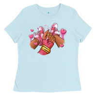 Baby Blue valentines day afro girl sneakers Ladies Tee - RanaPortraitStore