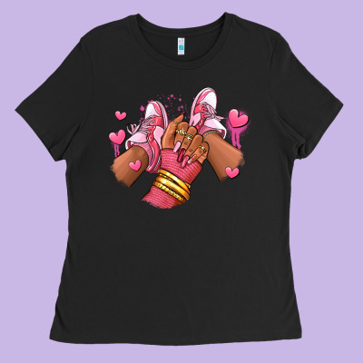 Ladies Tee valentines day afro girl sneakers