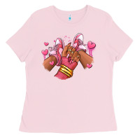 Bubblegum Pink valentines day afro girl sneakers Ladies Tee - RanaPortraitStore