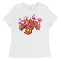 White valentines day afro girl sneakers Ladies Tee - RanaPortraitStore