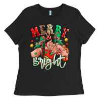 Black merry and bright caucasian girl sneakers Ladies Tee - RanaPortraitStore
