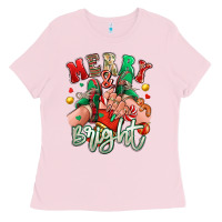Bubblegum Pink merry and bright caucasian girl sneakers Ladies Tee - RanaPortraitStore