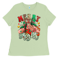 Matcha merry and bright caucasian girl sneakers Ladies Tee - RanaPortraitStore