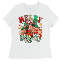 White merry and bright caucasian girl sneakers Ladies Tee - RanaPortraitStore