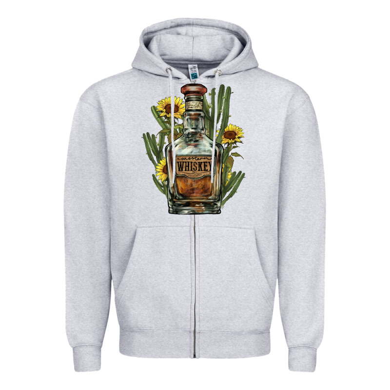 Western Whiskey Bottle Zipper Hoodie by NancyCooperArtShop | Teevron