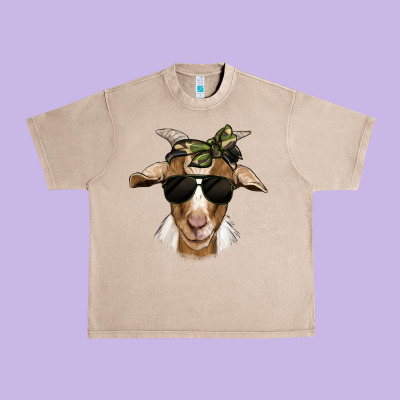 Camouflage Bandana Goat Urban Heavy Tee Designed By Jasminsmagicworld