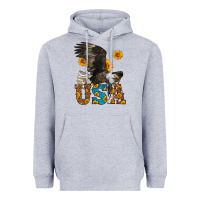 Heather Grey Western Usa Eagle 4th of July Heavyweight Hoodie - LillyAllenDesigns