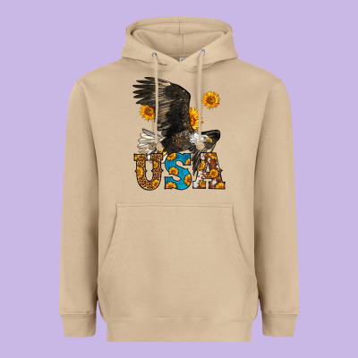 Western Usa Eagle 4th Of July Heavyweight Hoodie Designed By Lillyallendesigns