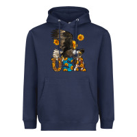 Navy Western Usa Eagle 4th of July Heavyweight Hoodie - LillyAllenDesigns