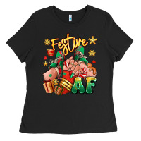 Black festive af christmas caucasian girl sneakers Ladies Tee - RanaPortraitStore