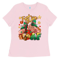 Bubblegum Pink festive af christmas caucasian girl sneakers Ladies Tee - RanaPortraitStore