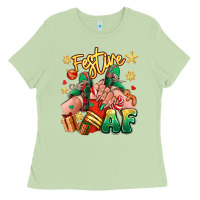 Matcha festive af christmas caucasian girl sneakers Ladies Tee - RanaPortraitStore