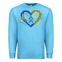 Ocean Blue world down syndrome day heart Premium Sweatshirt - Artiststas