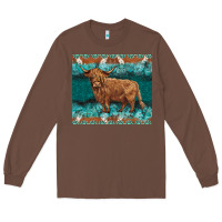 Chestnut turquoises gemstones cowhide highland cow Long Sleeve Tee - BarkalooDesign