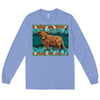 Colony Blue turquoises gemstones cowhide highland cow Long Sleeve Tee - BarkalooDesign