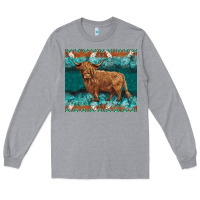 Heather Grey turquoises gemstones cowhide highland cow Long Sleeve Tee - BarkalooDesign