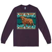 Plum turquoises gemstones cowhide highland cow Long Sleeve Tee - BarkalooDesign