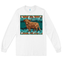 White turquoises gemstones cowhide highland cow Long Sleeve Tee - BarkalooDesign