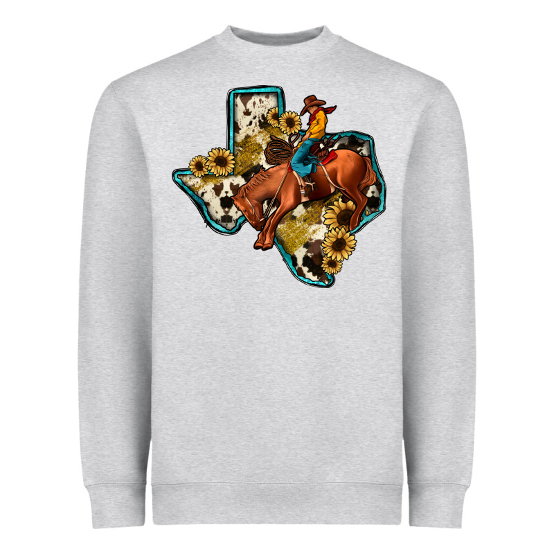 Rodeo Sunflower Texas Map Heavyweight Sweatshirt by JahusDesignShop | Teevron