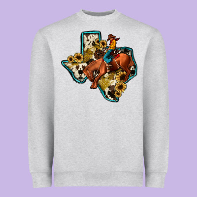 Rodeo Sunflower Texas Map Heavyweight Sweatshirt Designed By Jahusdesignshop