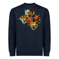 Navy rodeo sunflower texas map Heavyweight Sweatshirt - JahusDesignShop
