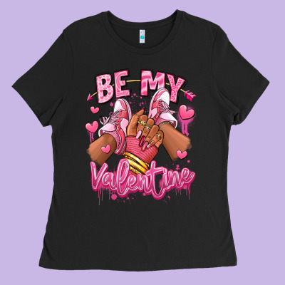 Ladies Tee be my valentine afro girl sneakers