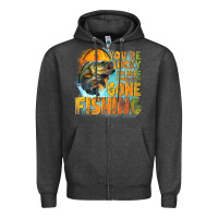 Charcoal Heather youre lucky im here i could have gone fishing Zipper Hoodie - NancyCooperArtShop