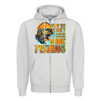 Dove Grey youre lucky im here i could have gone fishing Zipper Hoodie - NancyCooperArtShop