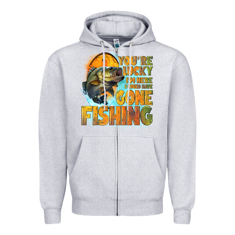 Youre Lucky Im Here I Could Have Gone Fishing Zipper Hoodie by NancyCooperArtShop | Teevron