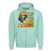 Seafoam youre lucky im here i could have gone fishing Zipper Hoodie - NancyCooperArtShop