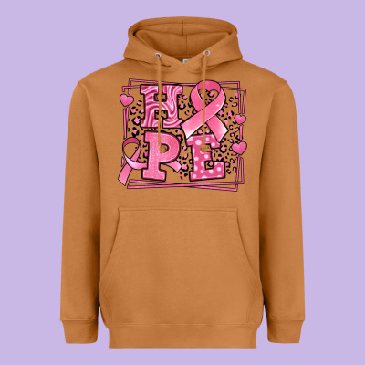 Western Hope Breast Cancer Awareness Ribbon Heavyweight Hoodie Designed By Lillyallendesigns