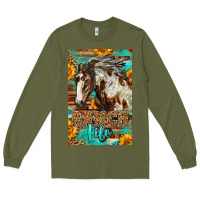 Army Green Western Ranch Life Mustang Horse Long Sleeve Tee - LillyAllenDesigns