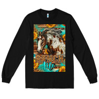 Black Western Ranch Life Mustang Horse Long Sleeve Tee - LillyAllenDesigns