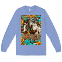 Colony Blue Western Ranch Life Mustang Horse Long Sleeve Tee - LillyAllenDesigns