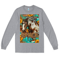 Heather Grey Western Ranch Life Mustang Horse Long Sleeve Tee - LillyAllenDesigns