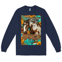 Navy Western Ranch Life Mustang Horse Long Sleeve Tee - LillyAllenDesigns
