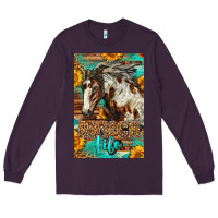 Plum Western Ranch Life Mustang Horse Long Sleeve Tee - LillyAllenDesigns