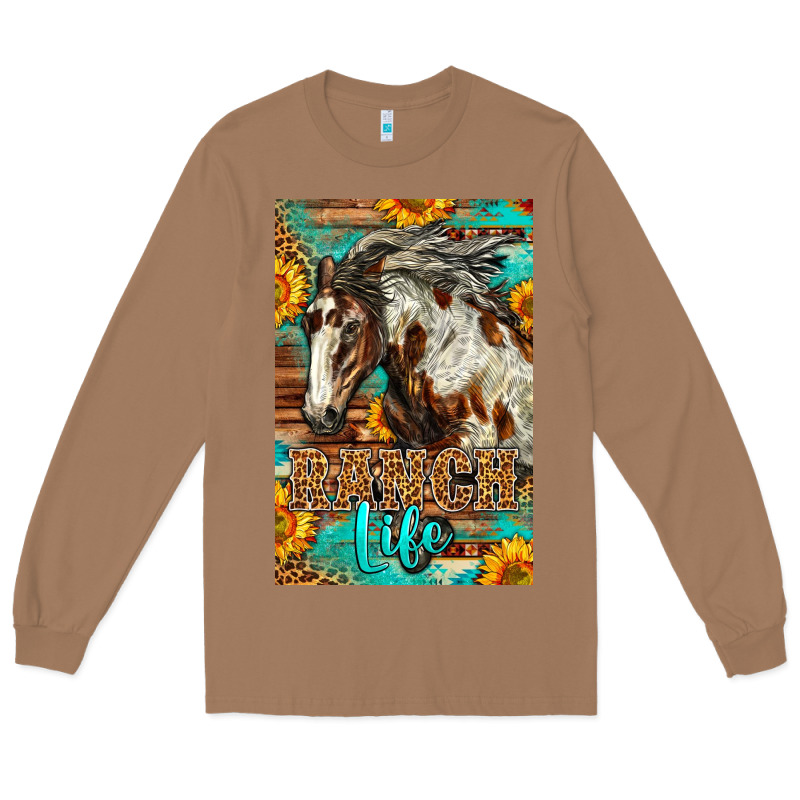 Western Ranch Life Mustang Horse Long Sleeve Tee by LillyAllenDesigns | Teevron