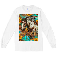 White Western Ranch Life Mustang Horse Long Sleeve Tee - LillyAllenDesigns