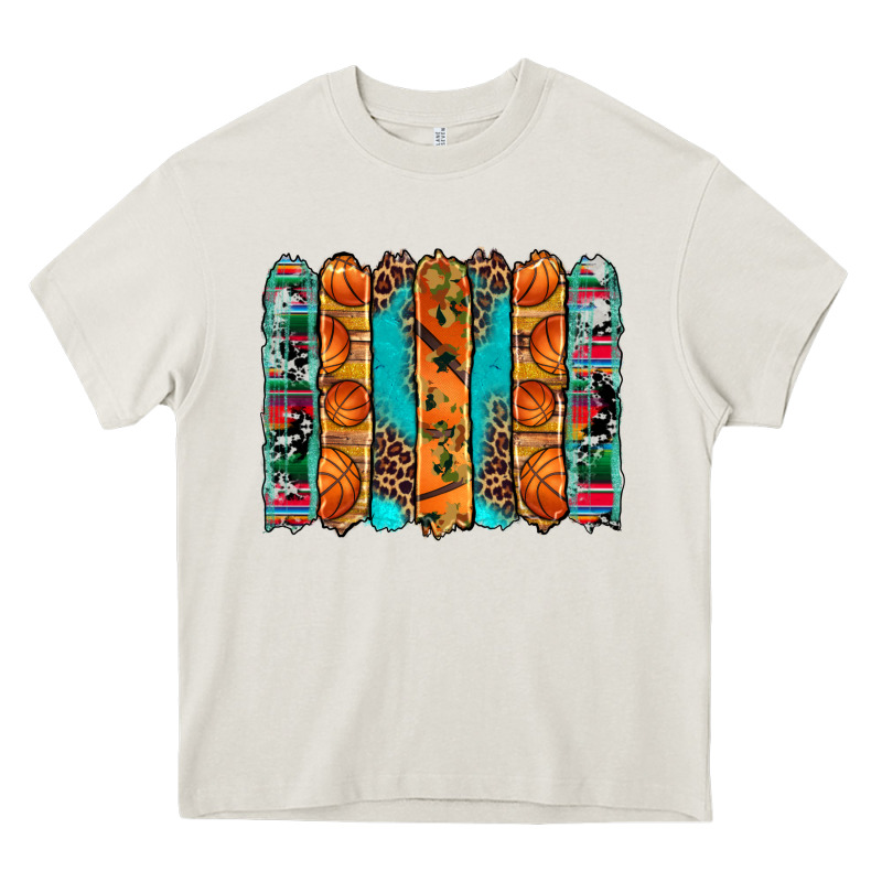 Basketball Serape Cowhide Turquoise Leopard Glitter  Brushstrokes Heavy Core Tee by Artiststas | Teevron